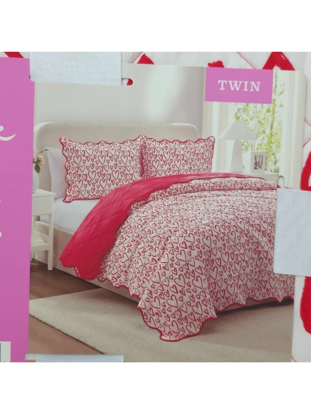 Hallmark Heart Strings Twin 2-Piece Quilt Set Valentines Day Love Heart